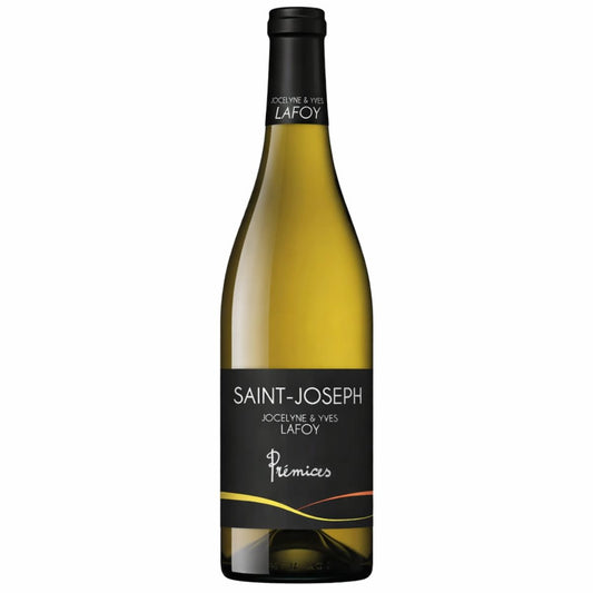 Bottle of 2024 St Joseph Blanc Premices Marsanne white wine from Jocelyne and Yves Lafoy, Northern Rhône, France 